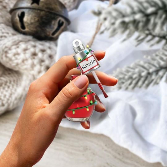 Personalized Nail Polish Ornament, Custom Name Manicurist Gift, Christmas Tree Decor, Nail Tech Present, Beauty Lover Keepsake