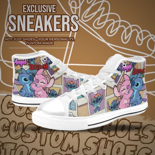 Stitch and Angel High Top Shoes Sneakers for Men and Women