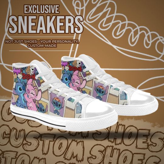 Stitch and Angel High Top Shoes Sneakers for Men and Women