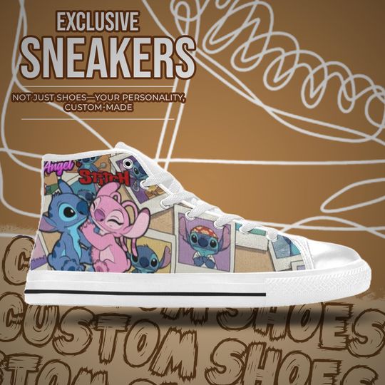 Stitch and Angel High Top Shoes Sneakers for Men and Women