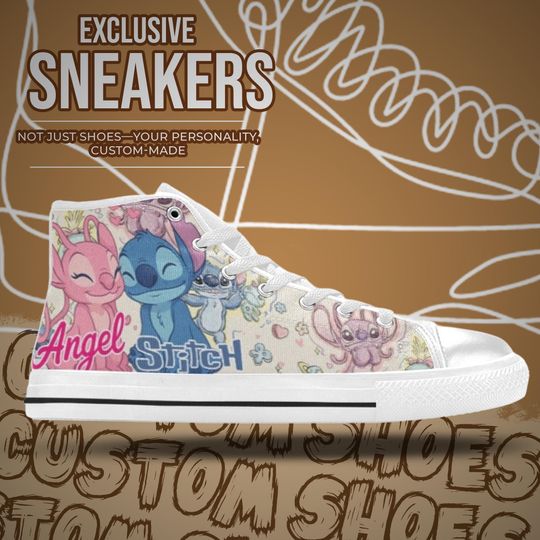 Stitch and Angel High Top Shoes Sneakers for Men and Women