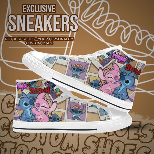 Stitch and Angel High Top Shoes Sneakers for Men and Women