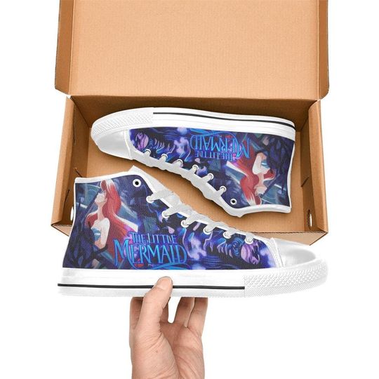 Little Mermaid High Top Shoes Sneakers for Men and Women