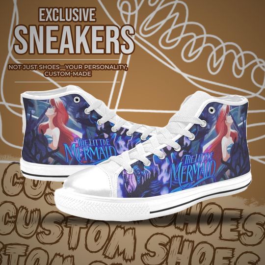 Little Mermaid High Top Shoes Sneakers for Men and Women