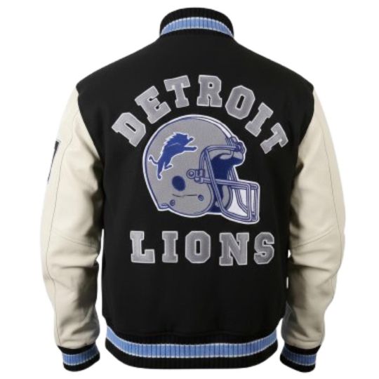 Detroit Lions Wool and Leather Varsity Jacket