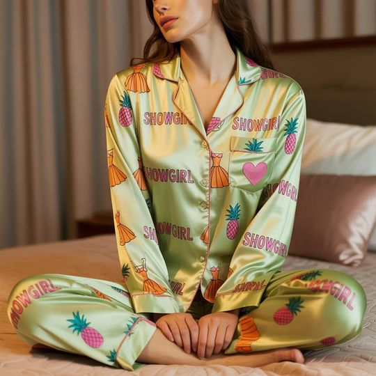 Pajama Set with Piping and Pocket for Adults