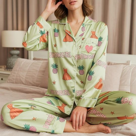 Pajama Set with Piping and Pocket for Adults