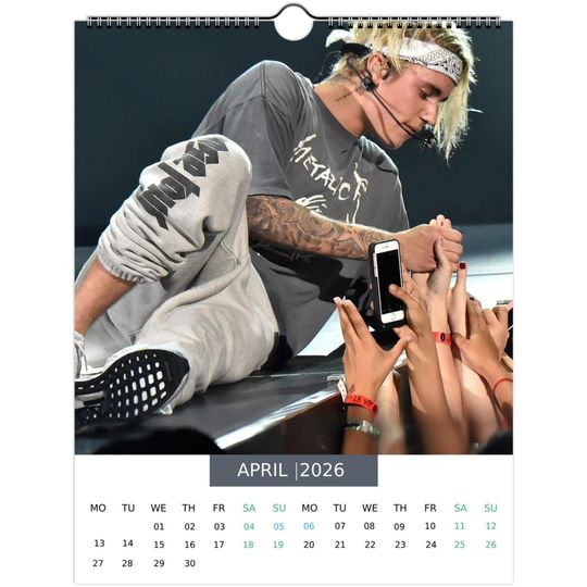 Justin Bieber 2026 Wall Calendar