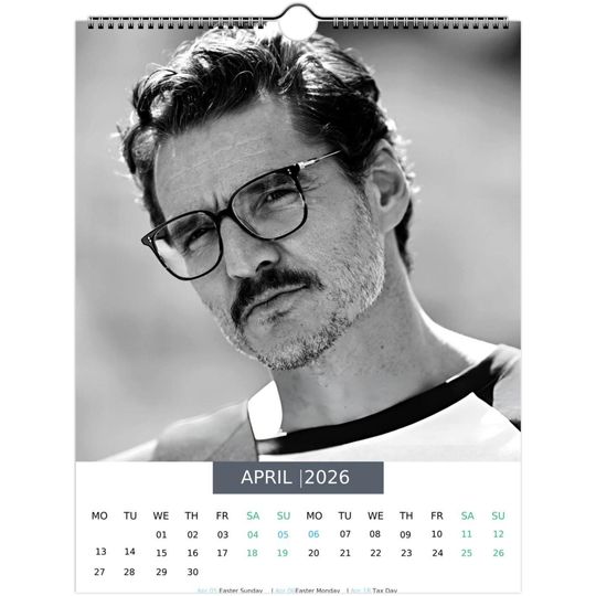 Pedro Pascal 2026 Wall Calendar with U.S. Holidays