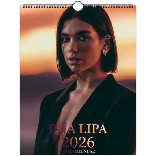 Dua Lipa 2026 Wall Calendar A4, Vertical Wall Calendar, Pop Star Fan Art, Singer Poster, Modern Wall Decor