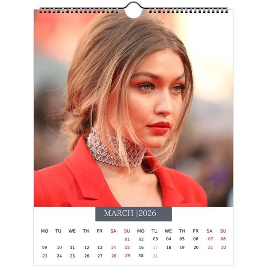 Gigi Hadid 2026 Wall Calendar US Holidays