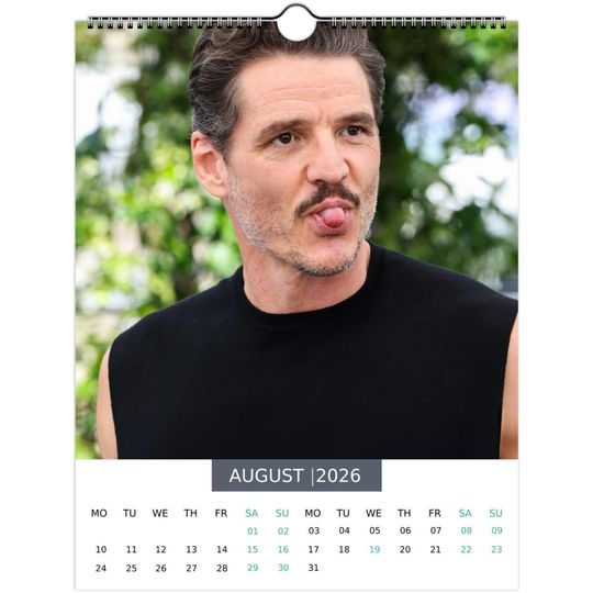 Pedro Pascal 2026 Wall Calendar with U.S. Holidays
