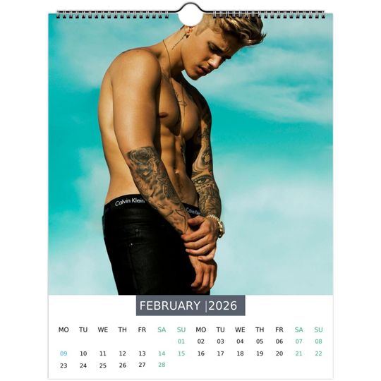 Justin Bieber 2026 Wall Calendar