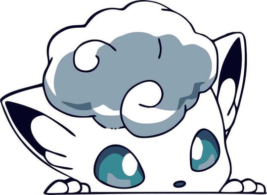 Alolan Vulpix Peekaboo Wall Decal - Cute Anime Eevee Evolution Sticker for Windows