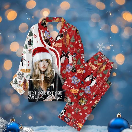 Stevie Nicks Rock on Gold Dust Woman Pajamas Set, Pajamas for Adults and Kids, Made for Cozy Listening