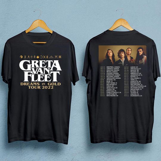Greta Van Fleet Dreams In Gold Tour 2022 Double sided tshirt
