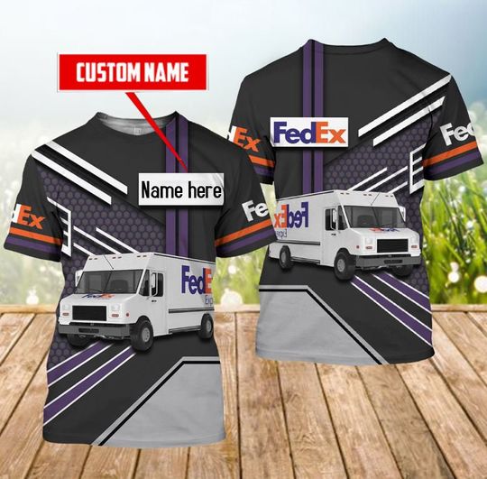 Fedex White Truck T-shirt 3d custom name gift for Delivery Driver