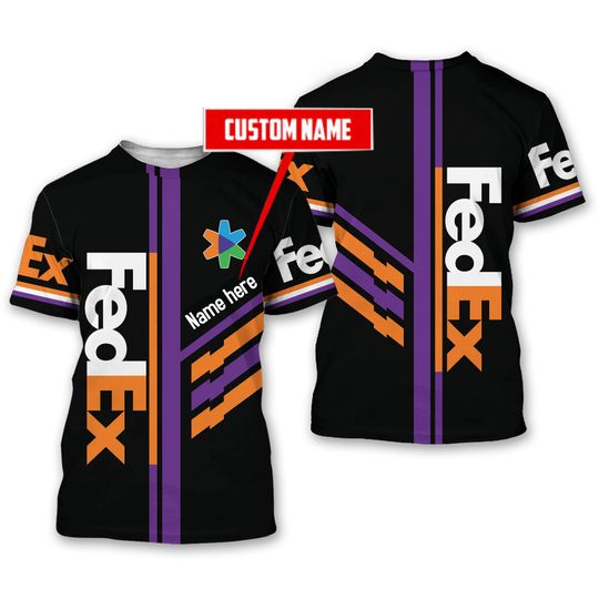 Fedex simple color line T-shirt 3d custom name gift for Delivery Driver