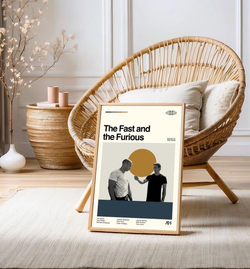 The Fast And The Furious Poster / Film Poster / Midcentury Modern Art / Minimalist Art / Vintage Print /  Retro Modern Poster / Gift for him