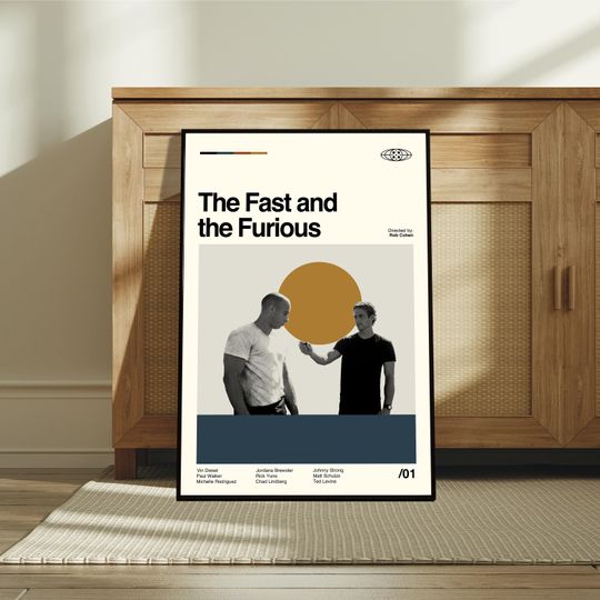 The Fast And The Furious Poster / Film Poster / Midcentury Modern Art / Minimalist Art / Vintage Print /  Retro Modern Poster / Gift for him