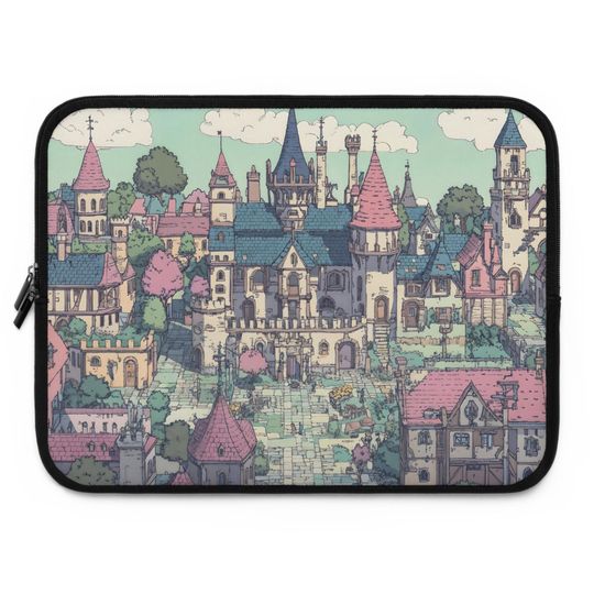 Whimsical Castle Laptop Sleeve, Cute Laptop Case, Fantasy Tech Accessory