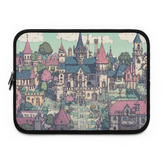 Whimsical Castle Laptop Sleeve, Cute Laptop Case, Fantasy Tech Accessory