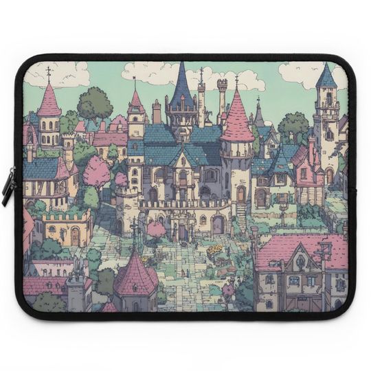 Whimsical Castle Laptop Sleeve, Cute Laptop Case, Fantasy Tech Accessory