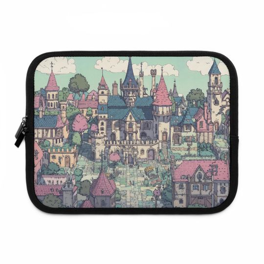 Whimsical Castle Laptop Sleeve, Cute Laptop Case, Fantasy Tech Accessory