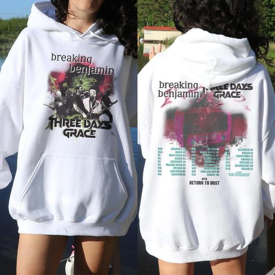 2 Sides Breaking Benjamin Three Days Grace Shirt, Tour Dates Tee with Return to Dust, Sport Grey Concert TShirt