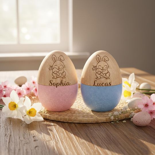 Personalized Easter Egg With Letter, Custom Wooden Easter Gift