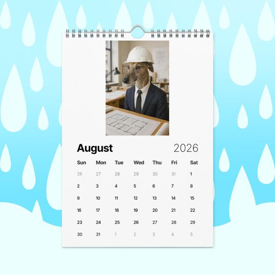Greyhounds With Jobs 2026 Wall Calendar  Funny Greyhound Dog Calendar for Greyhound Lovers, Dog Gift Idea, Greyhound Rescue Gift