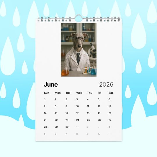 Greyhounds With Jobs 2026 Wall Calendar  Funny Greyhound Dog Calendar for Greyhound Lovers, Dog Gift Idea, Greyhound Rescue Gift
