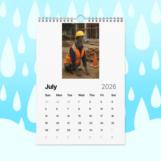 Greyhounds With Jobs 2026 Wall Calendar  Funny Greyhound Dog Calendar for Greyhound Lovers, Dog Gift Idea, Greyhound Rescue Gift