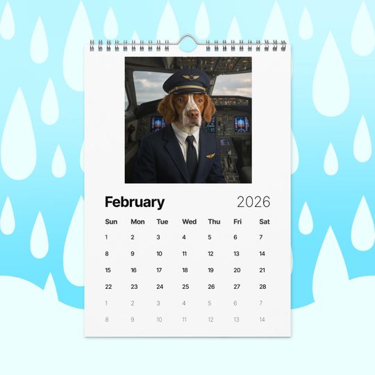Funny Brittany Spaniel Dogs with Jobs Calendar 2026  Brittany Spaniels Dressed as Professionals  Dog Lover Gift, Brittany Spaniel Fans
