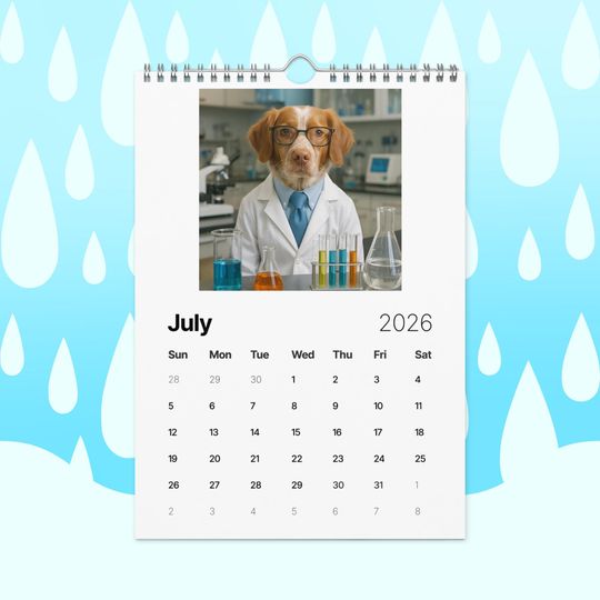 Funny Brittany Spaniel Dogs with Jobs Calendar 2026  Brittany Spaniels Dressed as Professionals  Dog Lover Gift, Brittany Spaniel Fans
