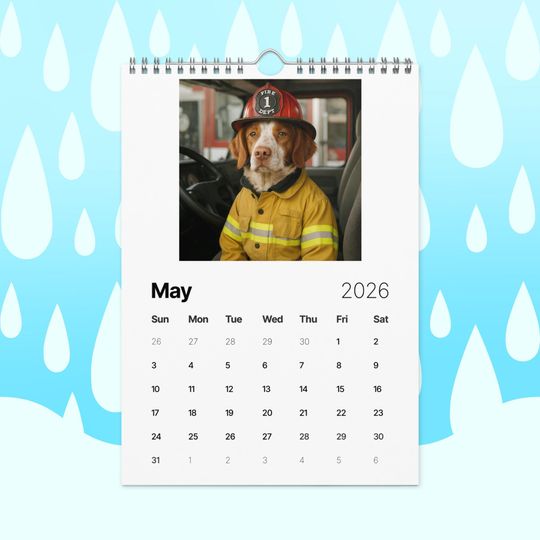 Funny Brittany Spaniel Dogs with Jobs Calendar 2026  Brittany Spaniels Dressed as Professionals  Dog Lover Gift, Brittany Spaniel Fans