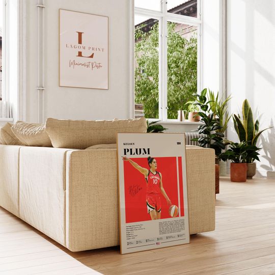 Kelsey Plum WNBA Poster: Mid-Century Modern Basketball Art Print