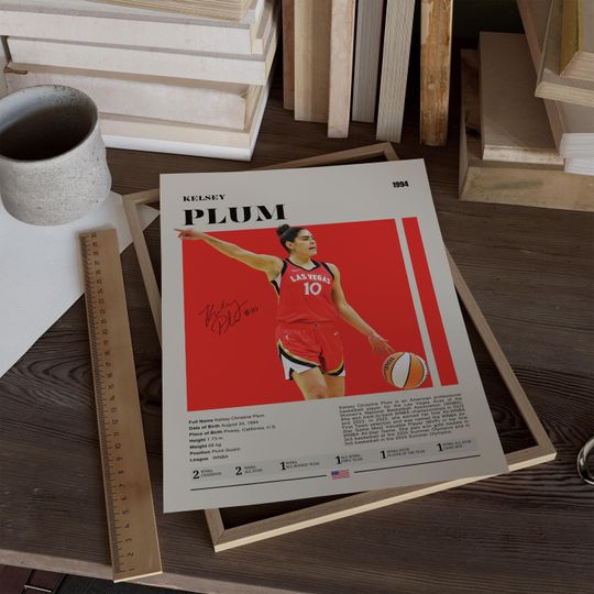 Kelsey Plum WNBA Poster: Mid-Century Modern Basketball Art Print