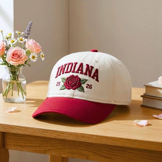Indiana Rose Hat, Indiana Hat, State Hat, Bloomington Hat, College Gift, baseball hat, Custom hat, Embroidered hat