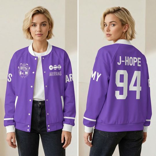 Custom BTS Baseball Jacket, Kpop Army World Tour Shirt, Bangtan Fan Merch, BTS Varsity Jacket For Army, Bangtan Comeback 2026 Gift For Her