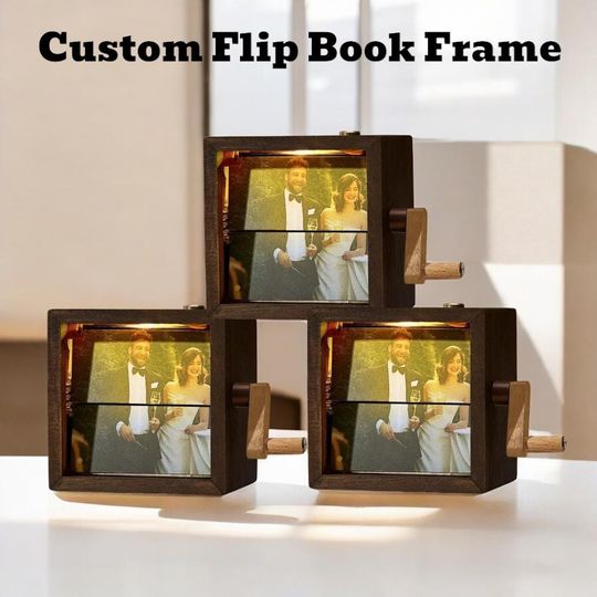 Custom Flip Book Frame | Photo Animation Machine | Mechanical Hand Motion Photo Album |  Photo Flipbook Animation Box | Gift For Her
