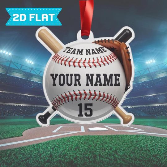 Personalized Baseball Team Ornament: Custom 2D Flat Acrylic Christmas Decor