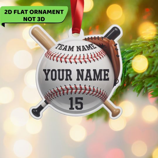 Personalized Baseball Team Ornament: Custom 2D Flat Acrylic Christmas Decor