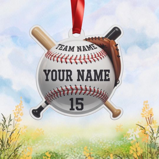 Personalized Baseball Team Ornament: Custom 2D Flat Acrylic Christmas Decor