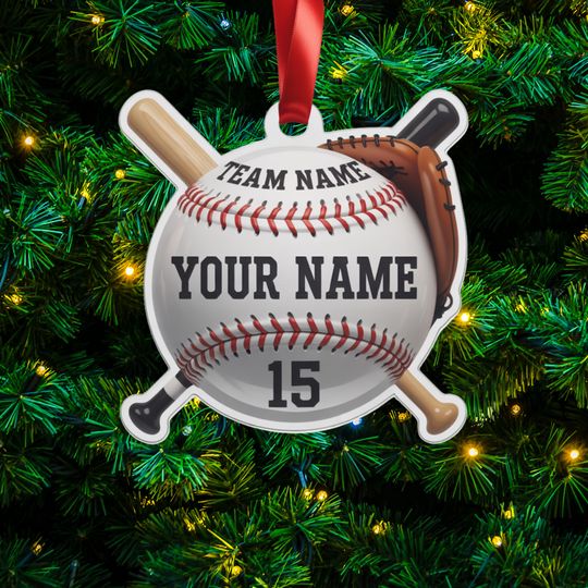 Personalized Baseball Team Ornament: Custom 2D Flat Acrylic Christmas Decor
