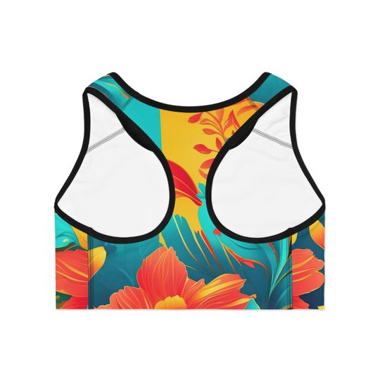 Floral Print Sports Bra: Compression Fit Moisture-Wicking Activewear