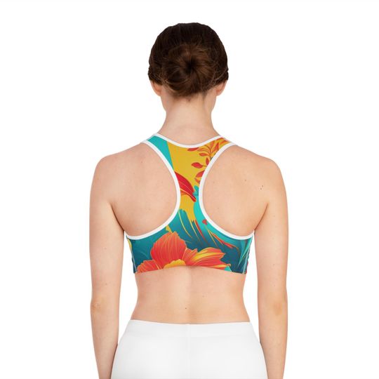 Floral Print Sports Bra: Compression Fit Moisture-Wicking Activewear