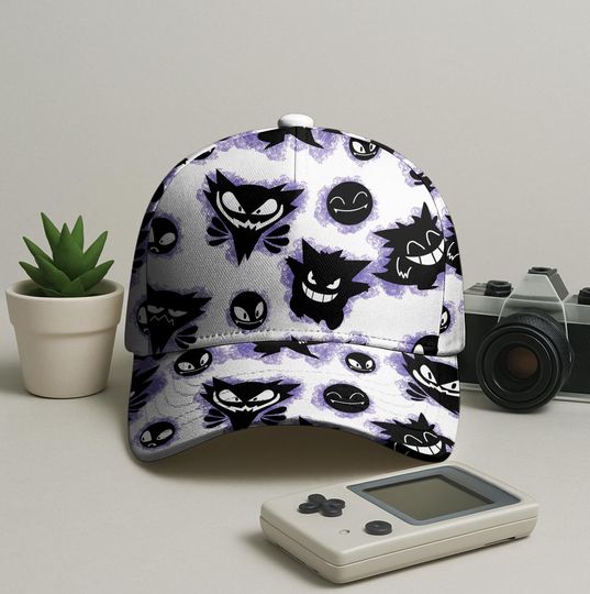 Gengar Baseball Cap, Cute Ghost Hat, Funny Anime Summer Cap, Vintage Adjustable Unisex Baseball Hat