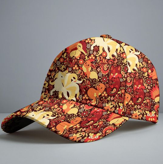 Eevee Charmander Baseball Cap, Cute Anime Character Pattern Hat, Fire Theme Cap, Eevee Evolutions Hat Gifts