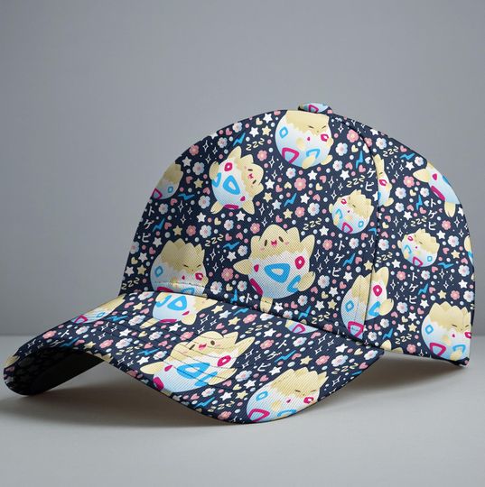 Togepi Baseball Cap, Cute Egg Character Pattern, Kawaii Star Flower Print, Anime Summer Hat, Togepi Hat Gift